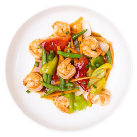 WASABI - Креветки с овощами, стручковой фасолью в кисло-сладком соусе